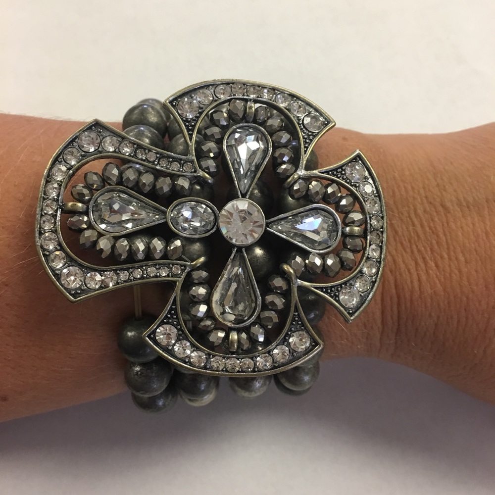 Cross Bracelet with rhinestone accents